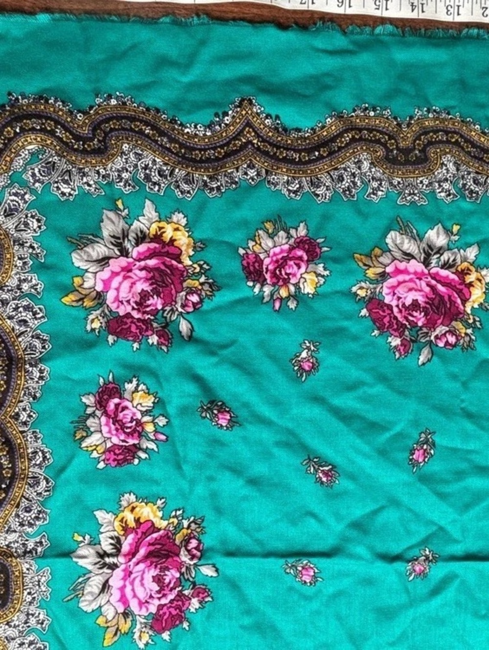 Vintage Glentex Slavic Floral Folk Square Scarf